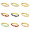 Enamel Floral Flower Crystal Bangle 5 Petals Women's Hand Bracelet Vintage Cloisonne Bangle  Ladies