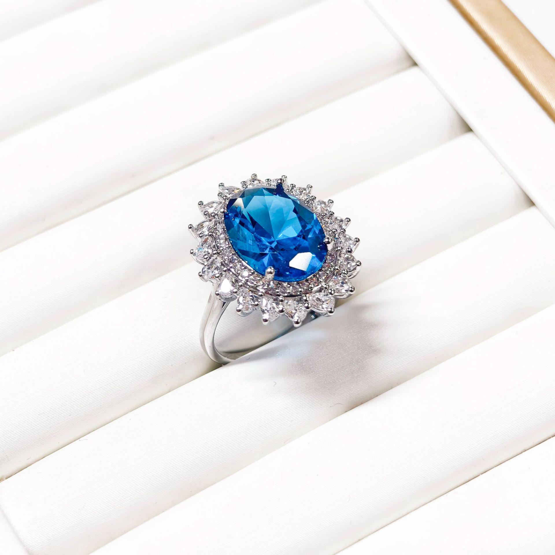 Gesen Jewelry Women s London Blue Topaz Ring - New Arrival Internet Celebrity Style One Size