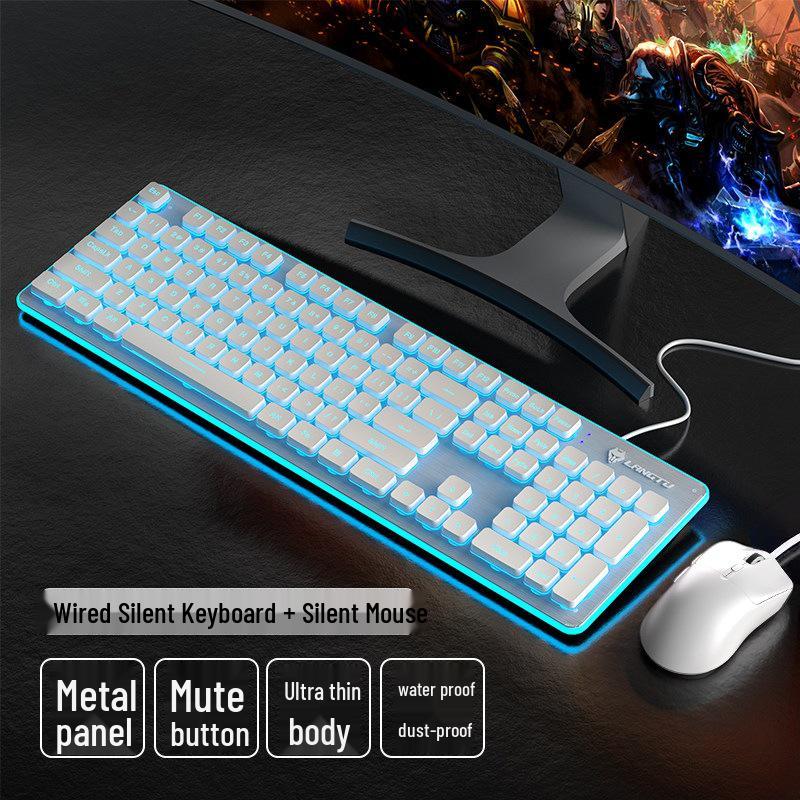 Wolfwalker Silent Wireless Keyboard & Mouse Set - Wired for Comfortable Typing & Gaming, Ideal for Office Use.