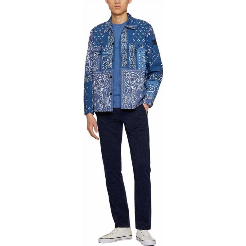 HUGO BOSS T-Shirts Men's Blue Crew Neck Thin Straight Fit 50472584-489