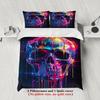 3Pcs Skull Bedding Sets 3D Printed Colorful Drip Paint Wrinkle Resistant Durable Duvet Cover Sets With Pillowcases No Filling