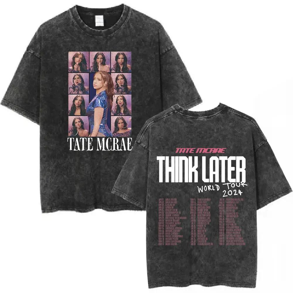 Tate Mcrae Greedy Album Tour Merch T Shirt Men Women Fashion Vintage Washed Short Sleeve Oversized Tshirts 100 Cotton T Shirts