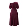 Elegant Women's Fashion Green Diagonal Neck Middle Sleeve Casual Dress Women's Casual Retro Long Dress