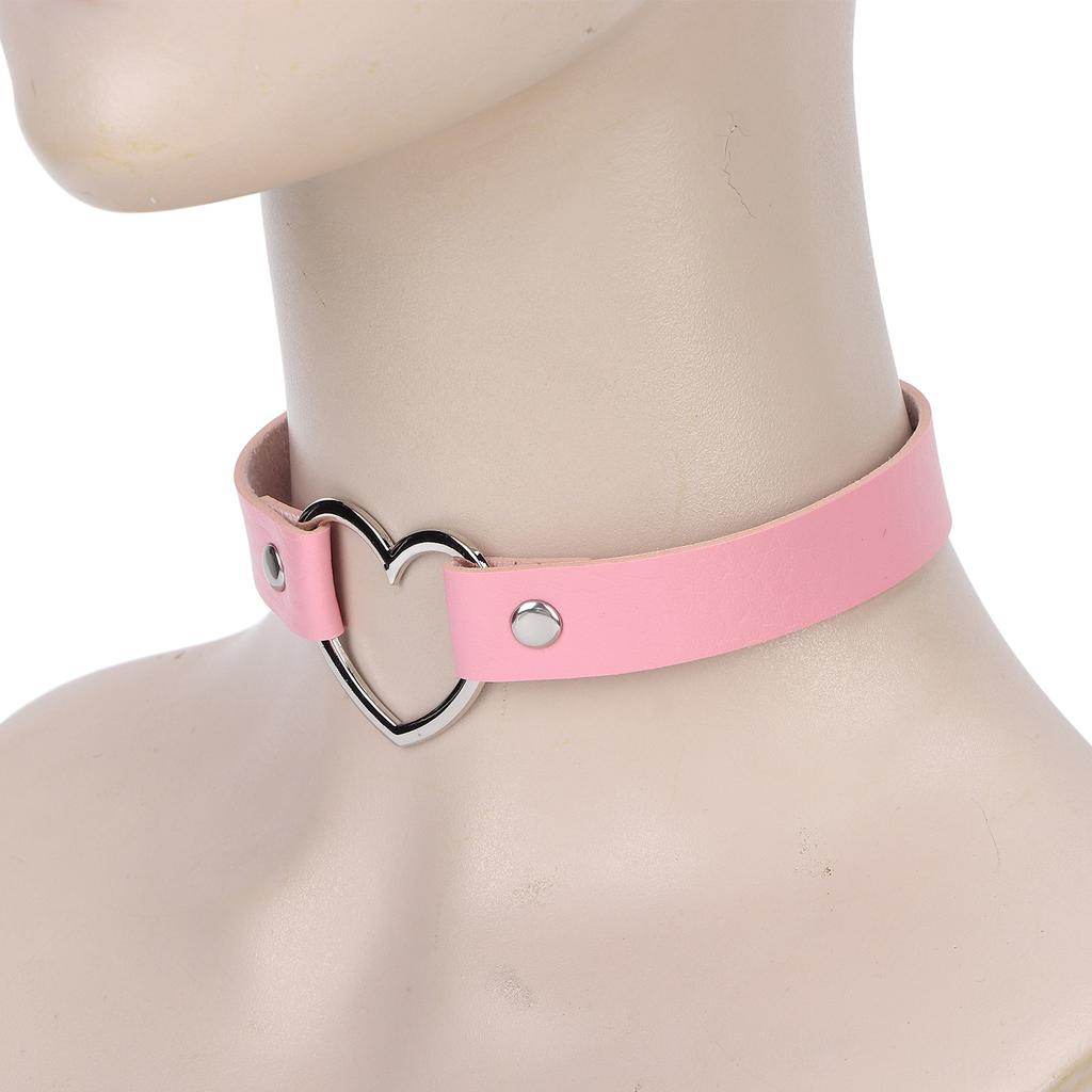 PU Lther Alloy Hrt Shaped Decoration Necklace Collar Jewelry Accessory