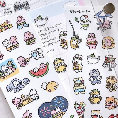 1/3 Yaprak Kore Sevimli Graffiti Tarzı Tavşan Karikatür Çıkartmaları Kawaii Hayvan Çıkartmaları Günlük Günlük Scrapbook Çıkartması