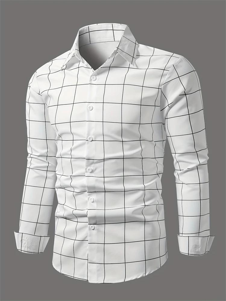 Men's Plaid Long Sleeve Button-Down Shirt, Versatile Casual Wear