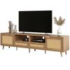 (=N625P237970971A)TV Stand, 200*37*49 cm, Plastic Rattan Design TV Stand, Solid Wood Legs TV Stand, Rattan TV Panel