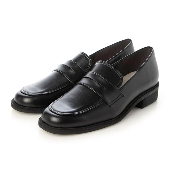 ING Size IGAG32090 Women's Loafers, Black, 22.5cm,