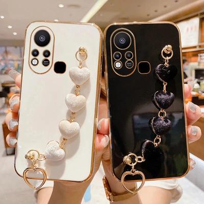 Liefde Hart Pluche Armband Hoesje Voor infinix Note 30 30i 30Pro 30 Hot 30 30i 20 20i 11 12 12i 20Play Ketting Plating Siliconen Hoes
