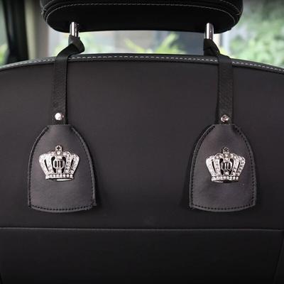 Creative Car Hooks Crown Leather Car Back Seat Headrest Hanger Storage Hooks For Groceries Bag Handbag Auto Interior Accessories