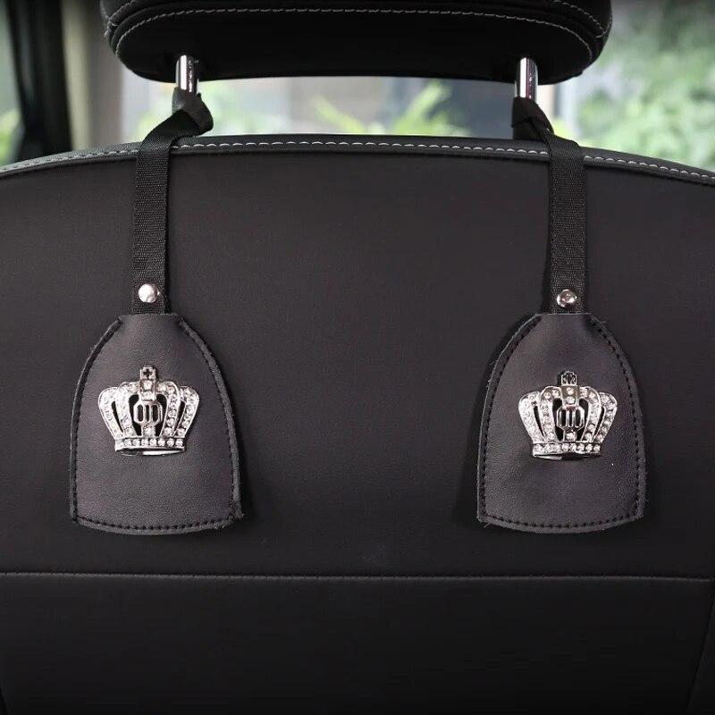 

Креативные автомобильные крючки, кожаные крючки с короной, подголовник на заднем сиденье автомобиля, вешалка, крючки для хранения продуктов, сумка, авто аксессуары для интерьера