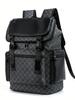 Trendy PU Printed Men's Backpack with Large Capacity for Travel and School, Waterproof Autumn College Bookbag for Laptop