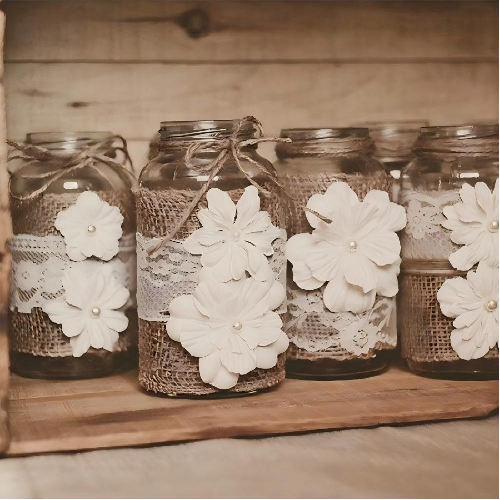 1 Rol 2M×5cm Natuurlijk Jute Linnen Lint, Rustiek Vintage Linnen Kantrand voor Bruiloftsdecoratie, Kerstfeest & Knutselbenodigdheden