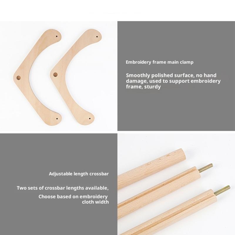 Portable Wood Embroidery Stand With Adjustment Natural Wood Sewing Frame For Home Or Travel Use