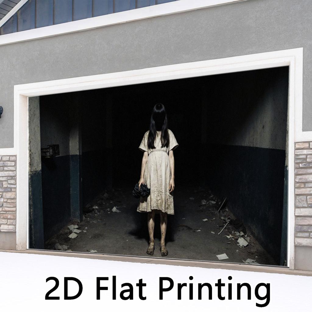 Single pack 2D flat printing Halloween printed garage door wall hanging fabric.zyc