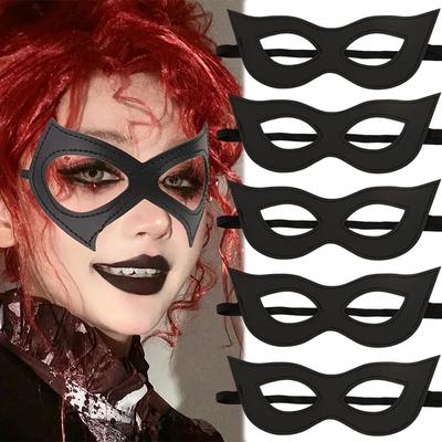 1/2pcs Dark Goth PU Leather Costume Cosplay Half Face Mask Elastic Band Black Eye Mask Sexy Cosplay Masks Halloween Party Props
