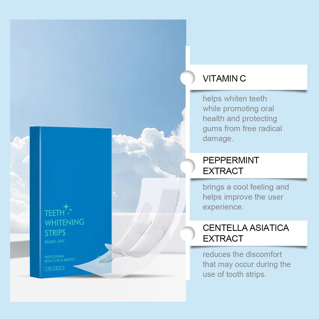 Sensitive Teeth Whitening Strips, 7 Strips, Whitening Safe Whitening Strips, Deep Stain Removal, Teeth Whitening, No Harm To Tooth Enamel