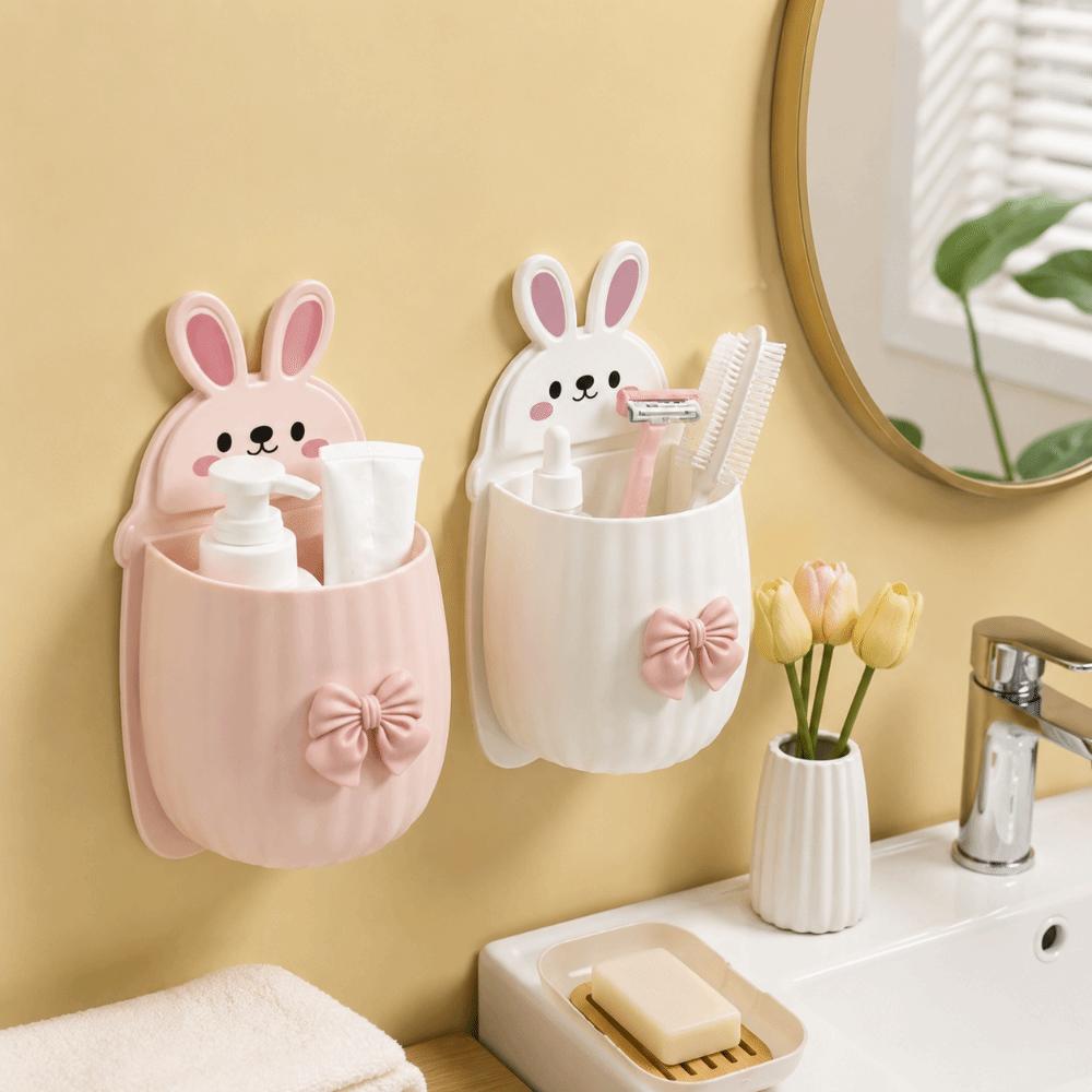 Self Adhesive Wall-Mounted Storage Box Multi-functional Toothpaste Organizer Bathroom