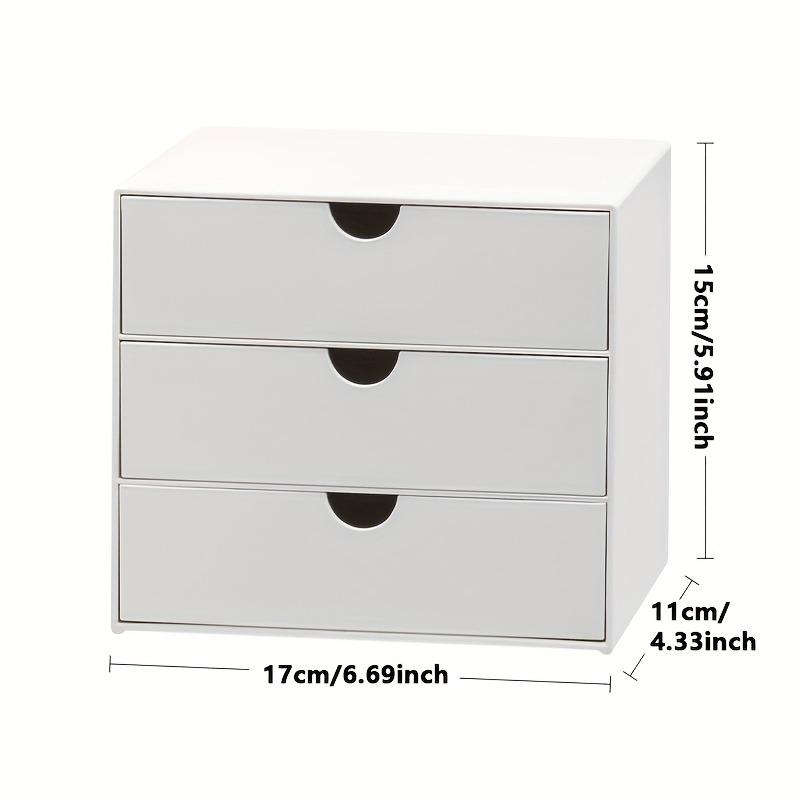3-Tier Stackable Plastic Storage Box Drawer Rack White Office Home Organizer Multi-Purpose Shelf Desk Organization with Handles