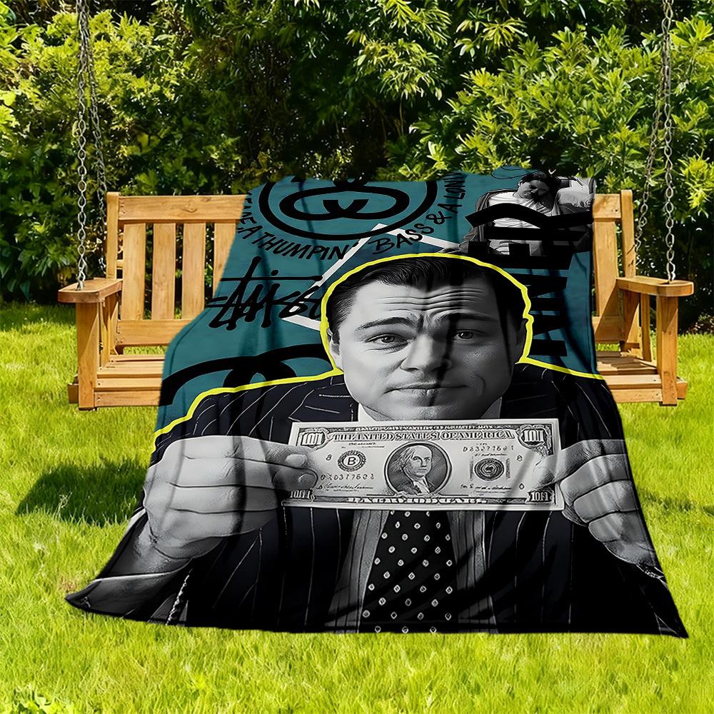 

1pc The Wolf of Wall Street Outdoor Blanket Lightweight Flannel, Soft & Warm, All-Season Use for Sofa, Outdoor, Camping, Living Room, Office023 130x150cm