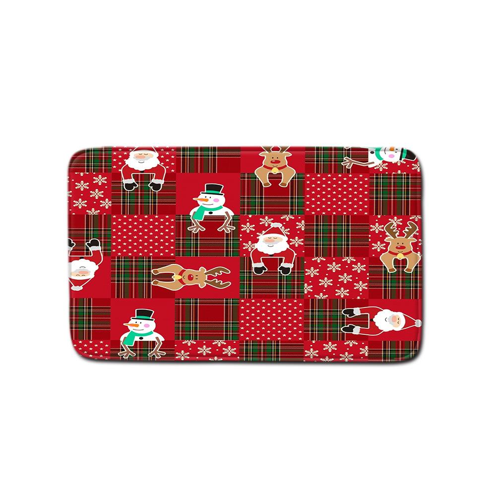 Christmas Shower Curtain Floor Mat Combination Four-Piece Set Bathroom Toilet Carpet Shower Room Mat Foot Mat