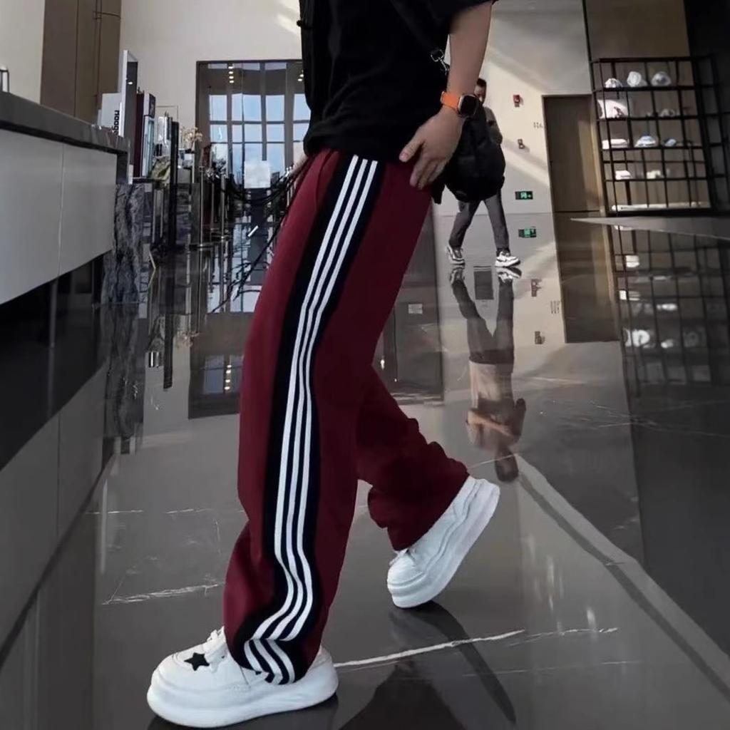 Autumn new American trendy brand side striped straight-leg pants men's trend versatile sports loose wide-leg casual pants