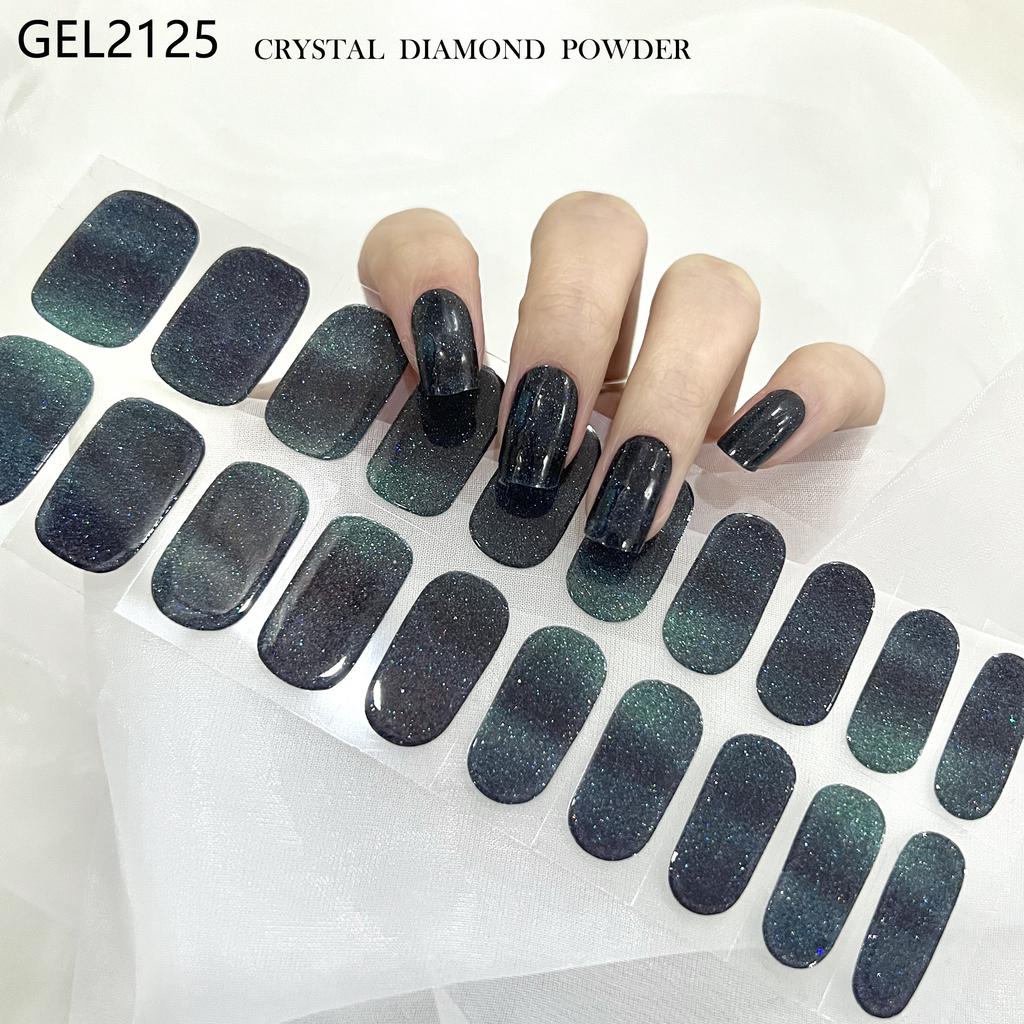 Custom Logo Semi Cured Gel Nail Sticker Waterproof Full Cover Gel Nail Wraps