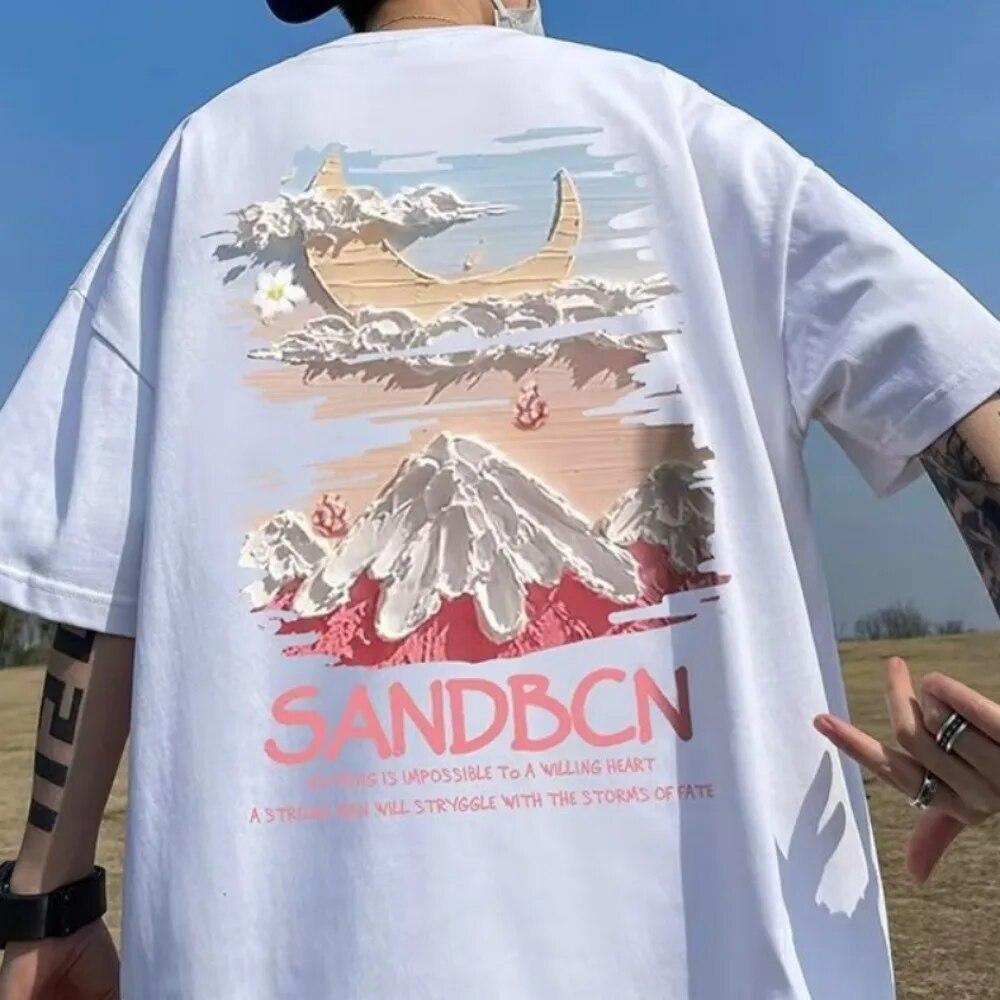 100% Baumwolle Schwergewicht Amerikanische Mode Grafikdruck Locker Kurzarm T-Shirt Oversized T-Shirt für Damen