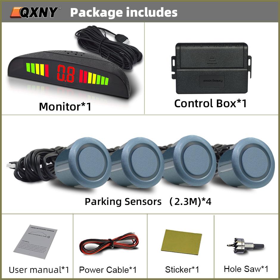 

4 Parking Sensors Kit Rear Backup Radar Parktronic System Reverse Assist Distance Detection Vehicle Buzzer Alarm светло-синий