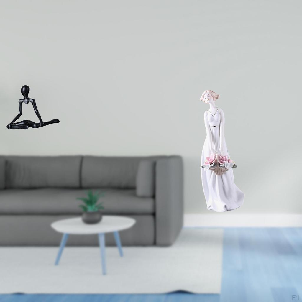 Abstract Thinker Girl Statue Creative Porcelain Figurine Modern Nordic Decorative Sculpture Unique