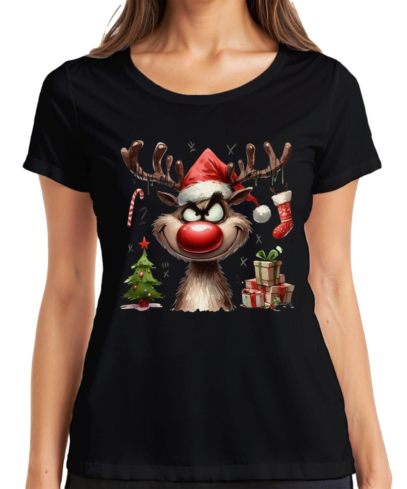 Rentier Reh Elch Rote Nase Rudolf - Weihnachten Xmas Christmas Damen T-Shirt XS