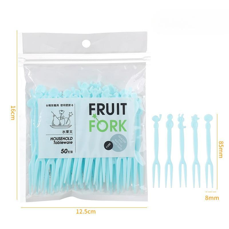 50Pcs Fruit fork set, disposable plastic two teeth household fruit cake dessert fork, dessert fork, small forks