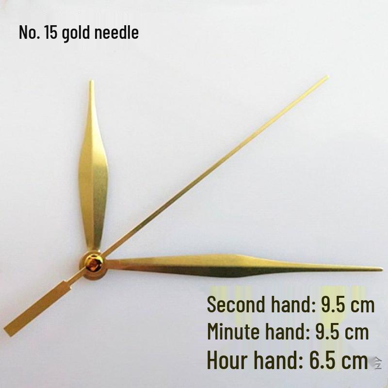 Gold Pointer DIY Quartz Clock Hands for Wall Clocks - Cross Stitch & Metal Design