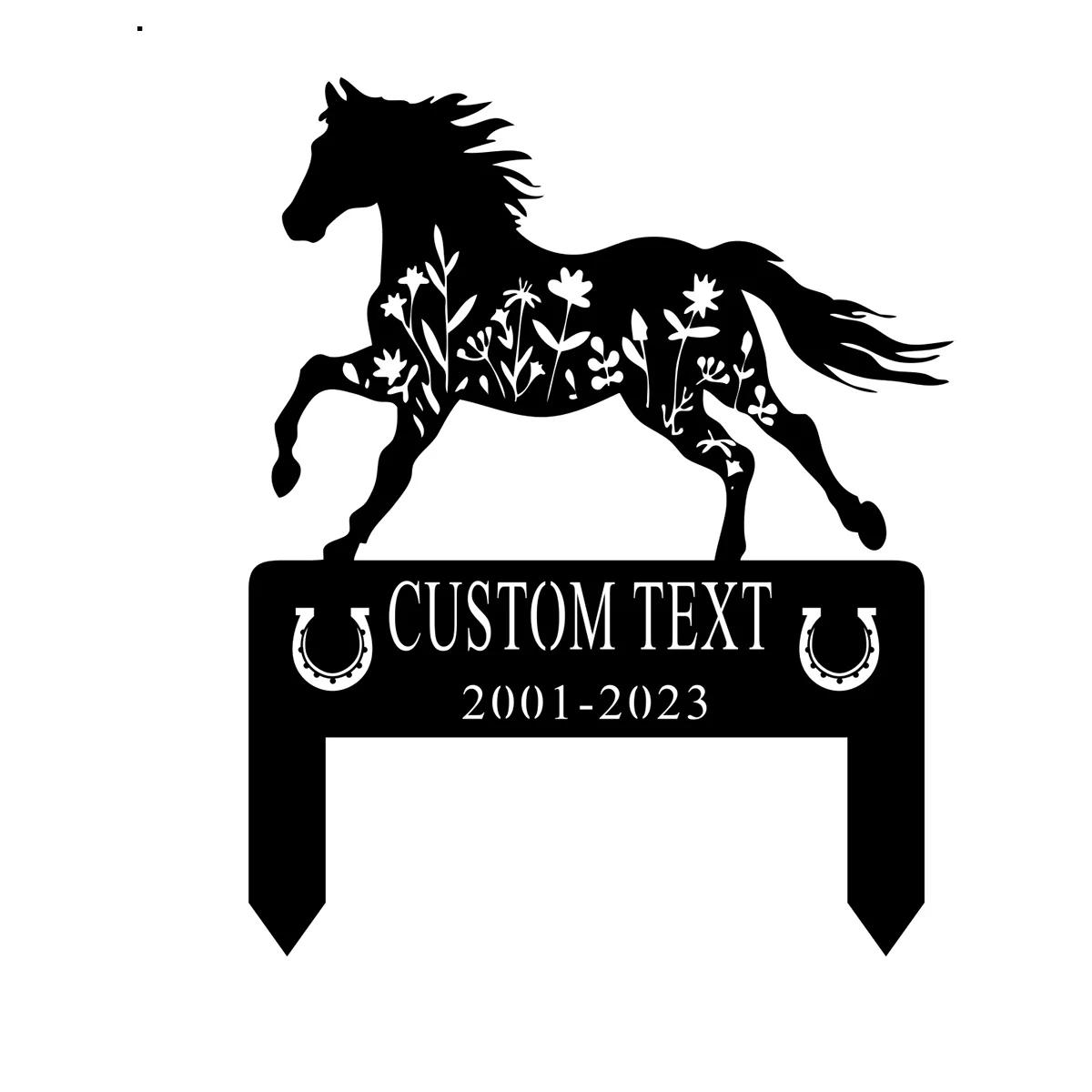 Metal Memorial Garden Stake for Horse Lover, Sympathy Grave Marker, Ranch Outdoor Decor чёрный