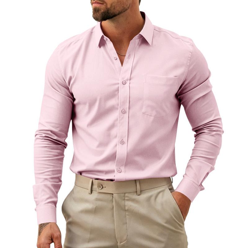 Men S Classic Casual Long Sleeve Button Down Solid Color Shirt