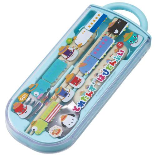 Skater Trio Set of Chopsticks, Spoon, and Fork, Toretans and Happy Danbu, for Children, Antibacterial, Made In Japan, TACC2AG-A