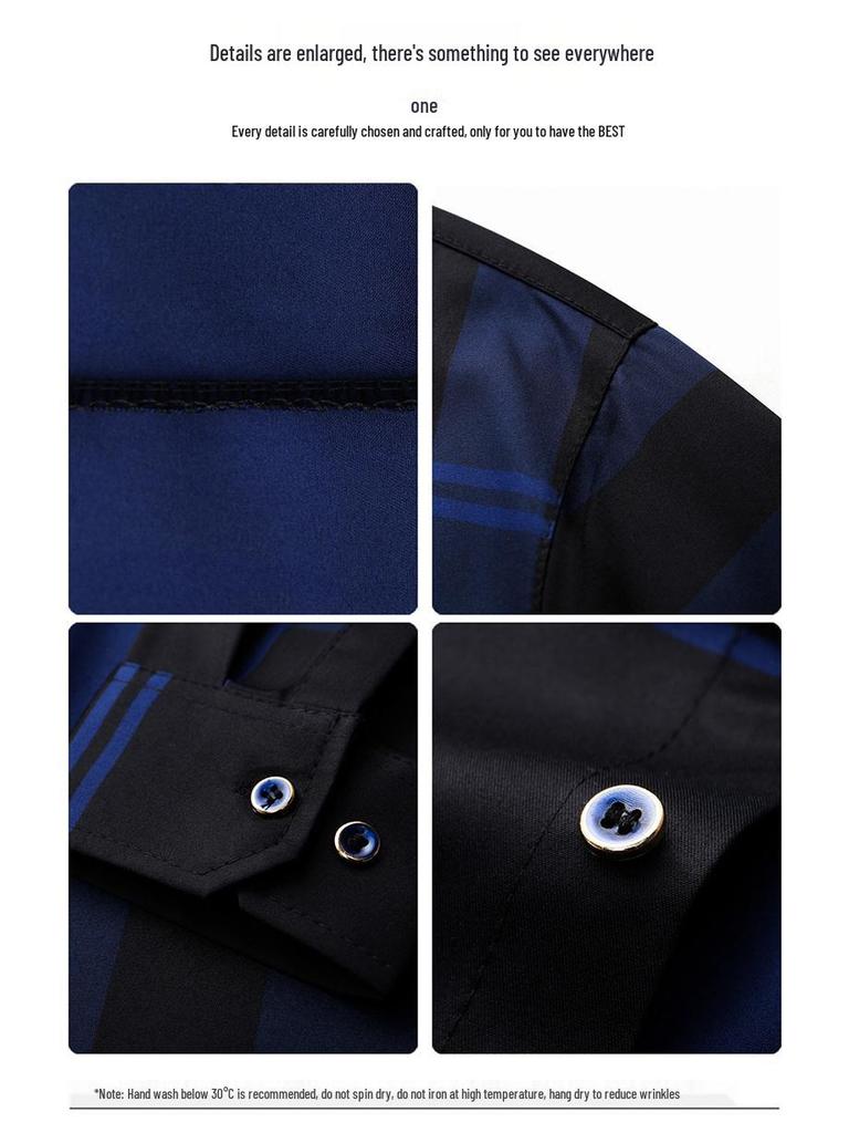 Hengyuanxiang Men's Autumn Plaid Long Sleeve Iron-Free Casual Shirt