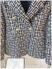 2025 European & American Celebrity Women's Slim Fit Double-Breasted Geometric Jacquard Suit Jacket with Lion Buttons.