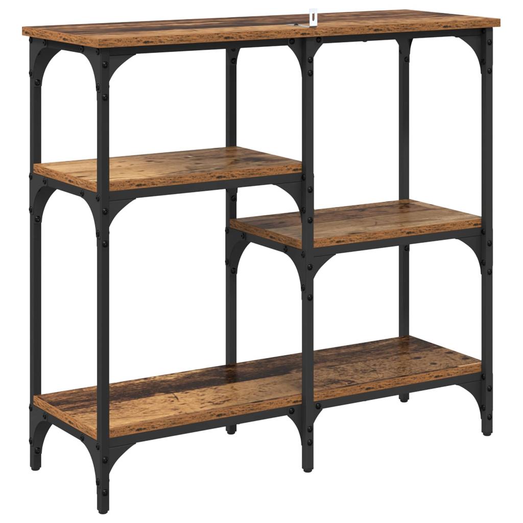 Industrial Style Console Table with Shelf Reclaimed Wood Look 80 x 29 x 75 cm Engineered Wood