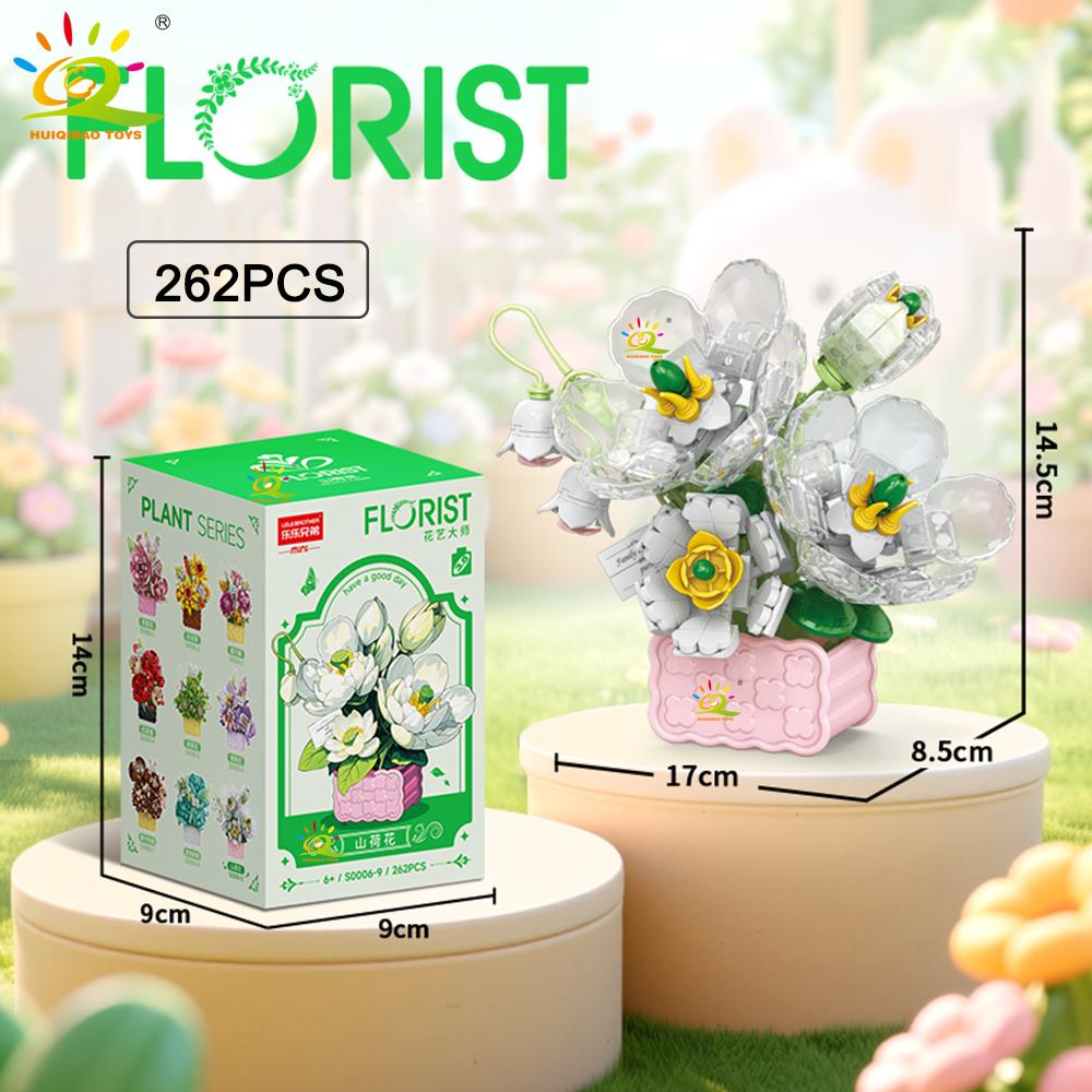 MOC Mini Flower with Vase Model Micro Building Block Eternal Bouquet Home Desk Desk Plant Decor Brick Girl Children Toy