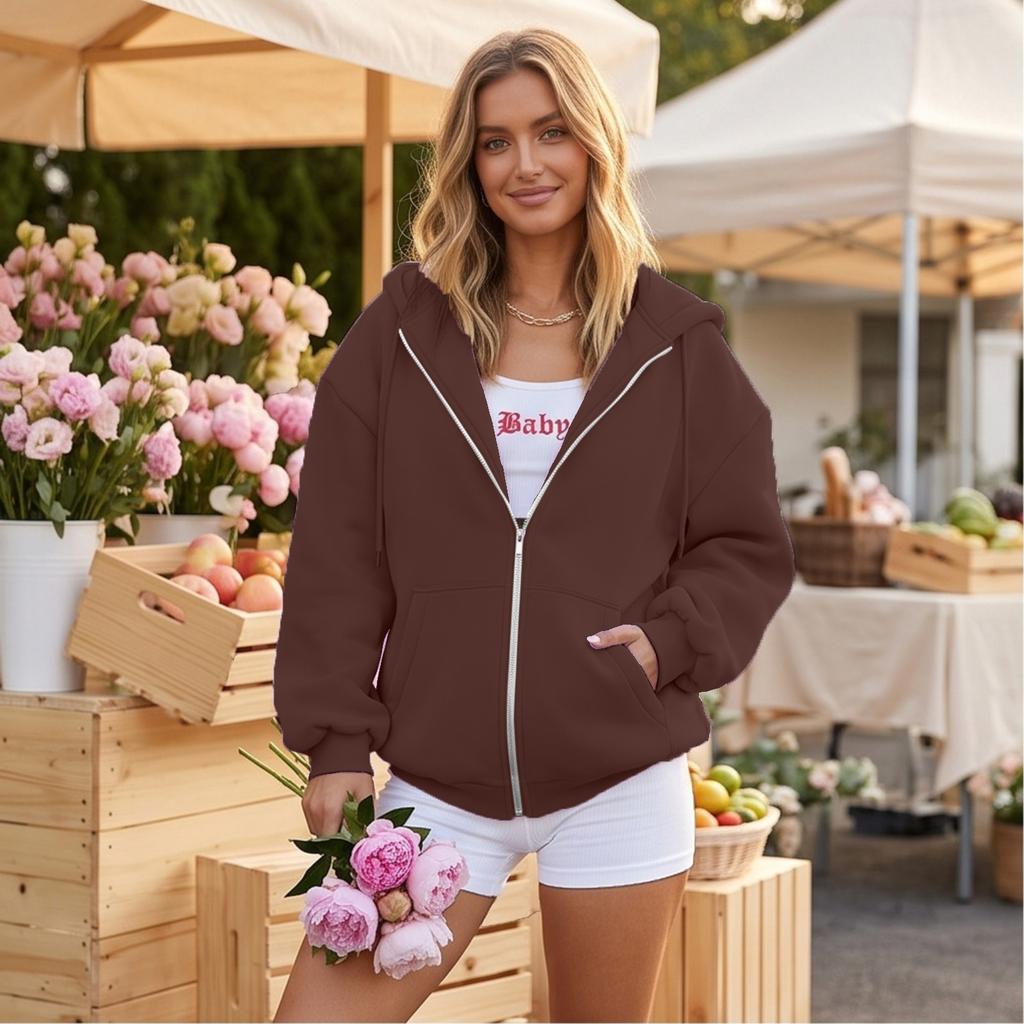Women's Hoodie with Zipper Long Sleeve Pullover Sweatshirt for Fall and Winter