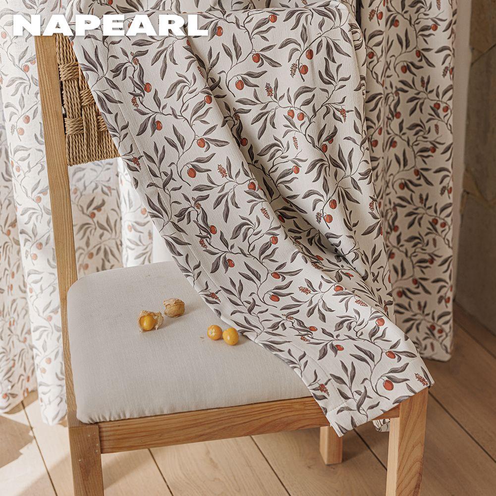 1 יחידה NAPEARL וילונות עבים לריפוי כפרי, וילונות האפלה עם הדפס פירות רטרו לחדר שינה, סלון, חלון לקישוט הבית