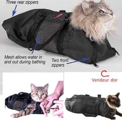 Nuova borsa di contenimento da bagno per toelettatura per gatti in rete resistente per il taglio delle unghie degli artigli