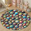 Minimalist Round Christmas Multicolor Area Rug, Non-Slip Floor Mat for Dining Room