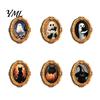 Refrigerator Magnet Set 1/6Pcs Halloween Retro Frame Magnet, Wooden Fridge Kitchen Appliance Accessories Decoration, Memo Note Holder for Holiday
