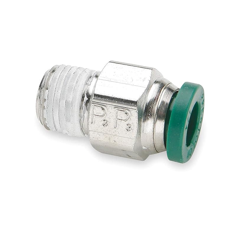 W68PLP-5-4-pk10 Złączka męska Prestolok PLP Wciskana, Mosiądz niklowany, 5/16" Wciskana rurka x 1/4" Męski NPTF (Paczka 10)