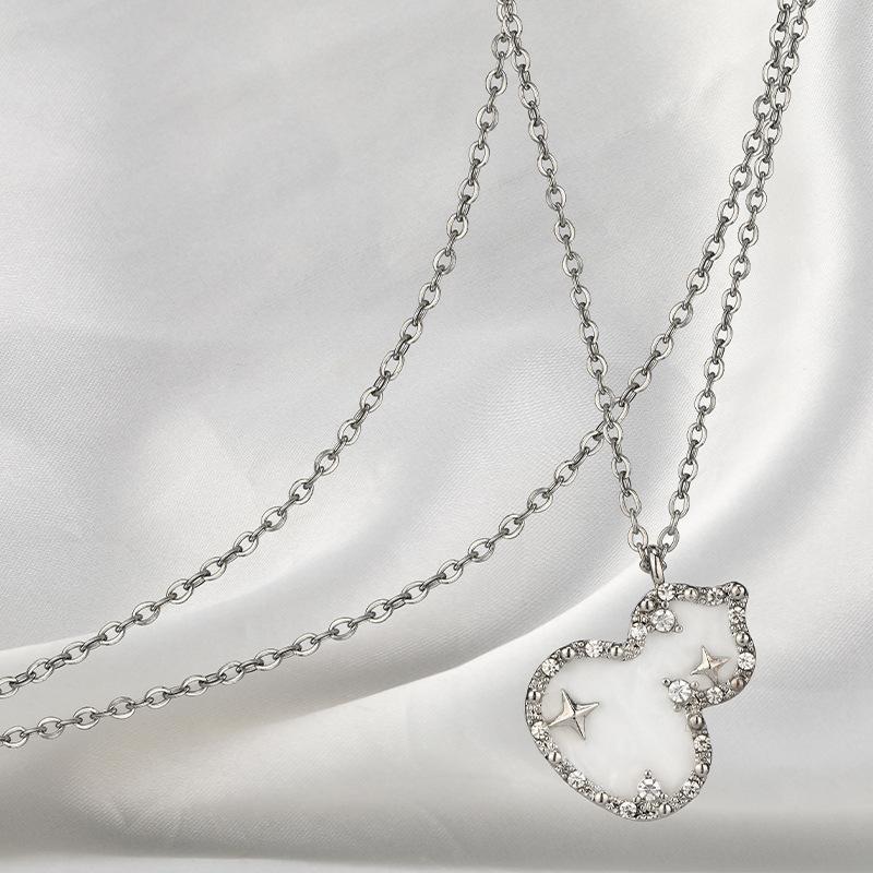 

Chic Steel Titanium Star Gourd Necklace Featuring Unique Design And Beautiful Options Color Star Gourd Platinum White