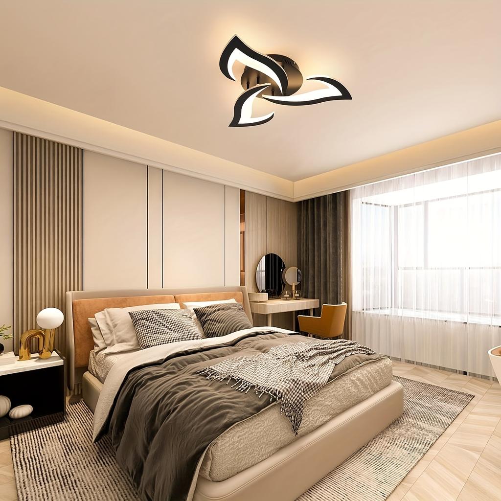 Elegant Leaf-Shaped Metal Ceiling Light with Acrylic Shade – Semi-Flush Mount