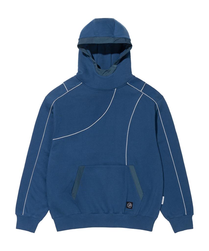 Loghideumatin Lm Blocking Reflective Piping Nylon Mix Hoodie (Blue)