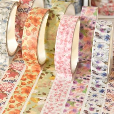5 Rolls Spring Flower Washi Tape Multicolor DIY Scrapbooking Decorative Tape Self-adhesive Wrapping Artistic Tape